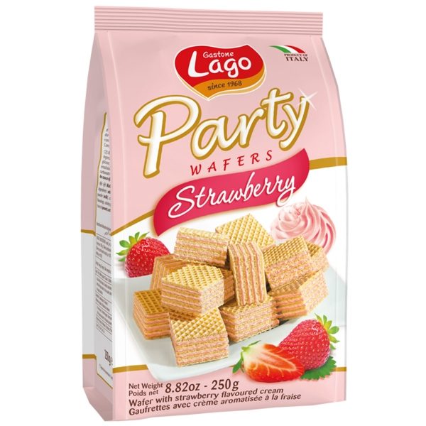 Lago - PARTY WAFERS Strawberry (10x250g)