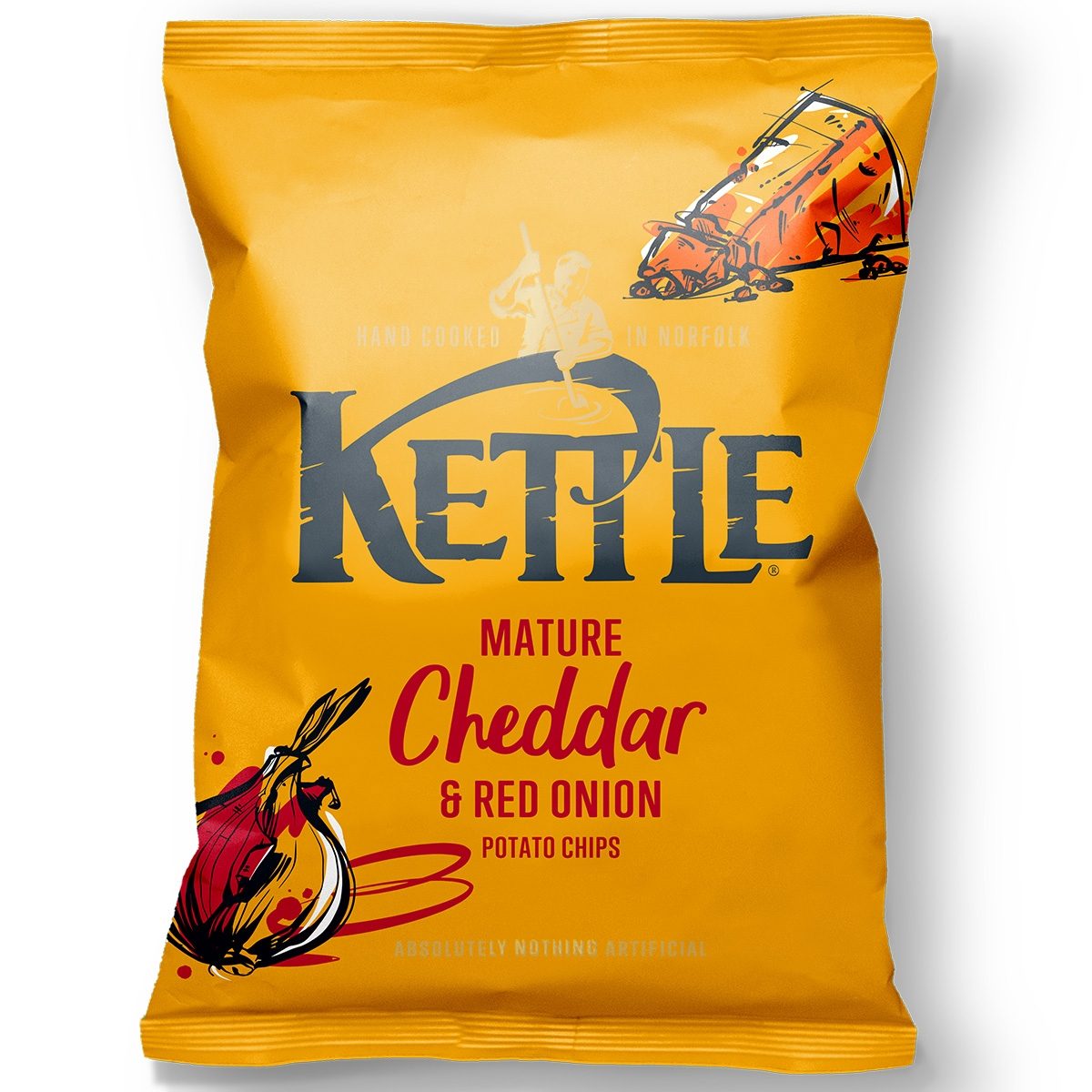 Kettle Chips - Mature Cheddar & Red Onion (12x130g) - Auguste Noel Ltd