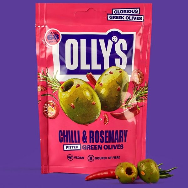 OLLY'S - Pitted Green Olives 'Chilli & Rosemary' (12x50g)