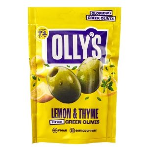 BBE 04/08/24 OLLY'S - Pitted Green Olives 'Lemon & Thyme' (1