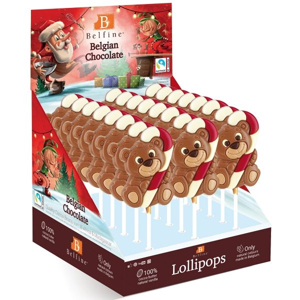 Belfine - Raphael Bear Chocolate Lollipops (24x35g)