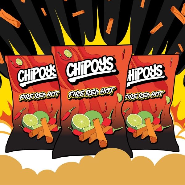 CHIPOYS - 'Fire Red Hot' Rolled Corn Tortilla Chips (8x113g)