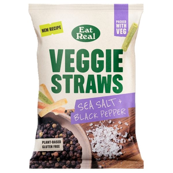 Eat Real GF - Veggie Straws Sea Salt Black Pepper (10x110g)